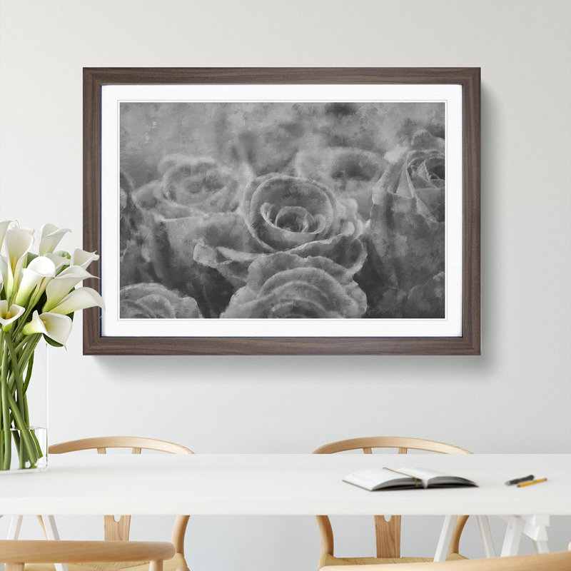 Bunch of Roses - Picture Frame Painting, 36cm H x 48cm W x 2cm D, Walnut Framed