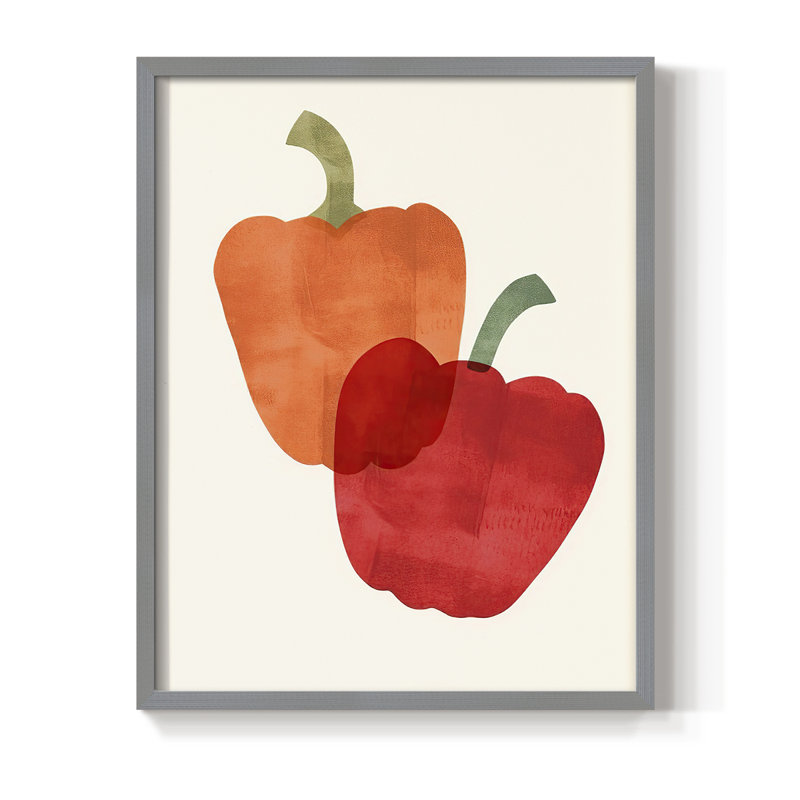 «Organic Veg VII», reproduction encadrée - bois massif, Gris, H 10 po x l 8 po