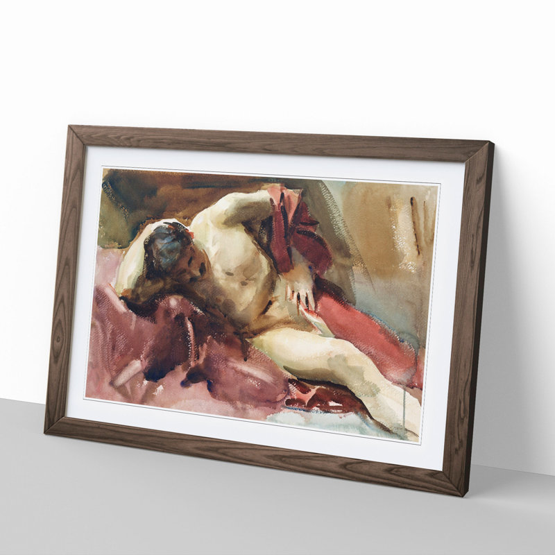 Italian Model by John Singer Sargent - Picture Frame Painting, 48cm H x 65cm W x 2cm D, Walnut