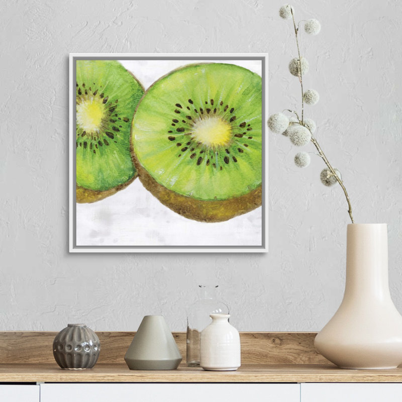 Reproduction d’art sur toile, "fruit I" par Eva watts, Toile encadrée flottée blanche, H 18 po x l 18 po x P 1,75 po