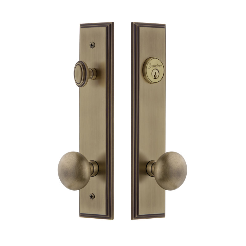 Carré Entry Knob Set with Deadbolt, Vintage Brass, 2.375"