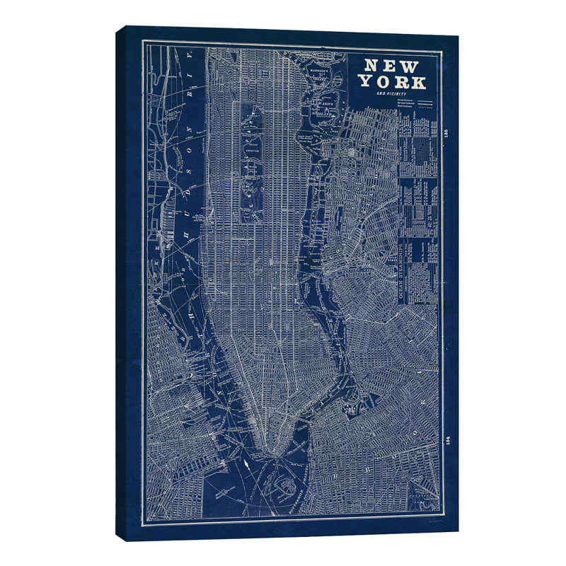 Map New York - Wrapped Canvas Print, 66.04 cm H x 45.72 cm W x 1.91 cm D