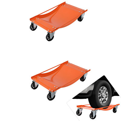Lot de 2 chariots de manutention pour véhicules, capacité totale de 2 268 kg (5 000 lb), chariots robustes avec roulettes pivotantes et poignées