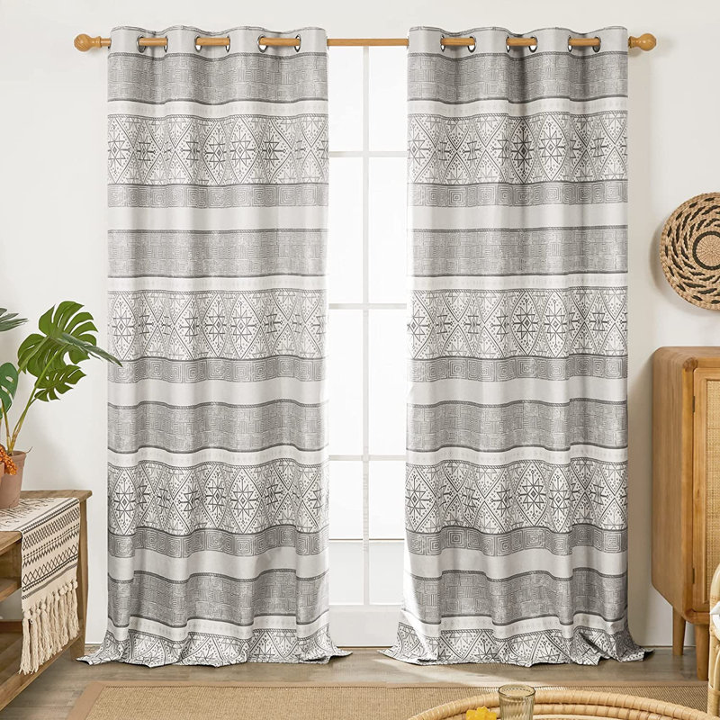 Blackout Door Curtain Pair, Orange/Moroccan Pattern, 132 W x 214 D cm