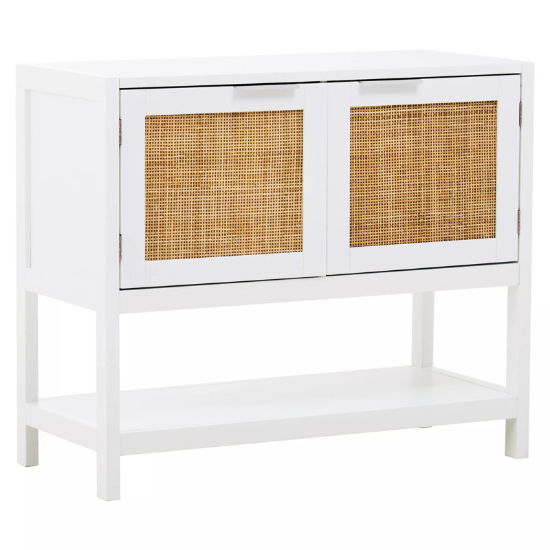 Achaius 2 -Door Accent Cabinet, White, Silver