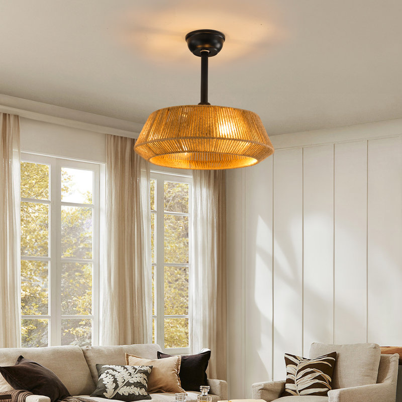 19'' Caged Ceiling Fan With 4 Lights Kit And Remote Control