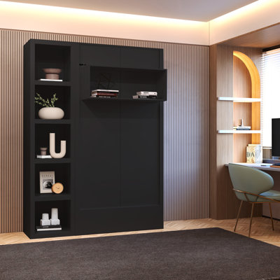 Easy-Lift Murphy Wall Bed with Bookshelf by Hokku Designs