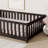 Twin Size Floor Bed Frame With Fence Without Door, Rubber Wooden Frame Material Floor Bed Frame With Safety Guardrails-1574190654
