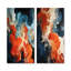 Encre liquide bleue et orange, art abstrait sur toile IV, ensemble de 2 peintures abstraites sur toile-336889491-336889490