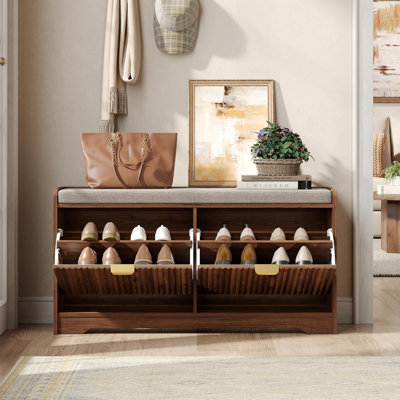 Banc cannelé avec rangement 39,4 po