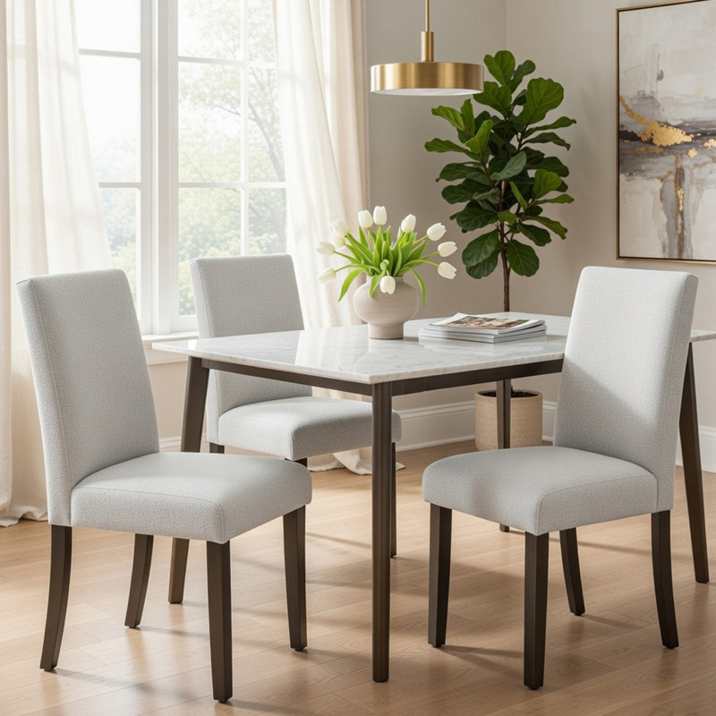 Ensemble de 2 chaises d'appoint à hauteur de comptoir Risa, mousse viscoélastique en polyester gris pierre