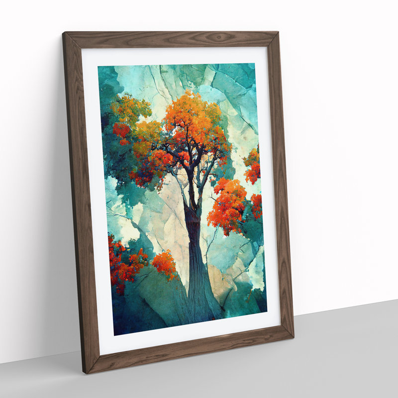 Pretty Abstract Tree No.3 - Single Picture Frame Print, 46cm H x 34cm W, Walnut