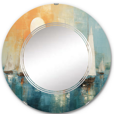 Boat Abstract Coastline I Circle Mirror