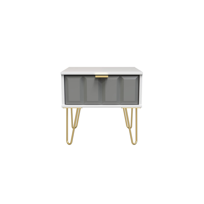 Allem 1 Drawer Bedside Cabinet (Ready Assembled), Shadow Matt/White