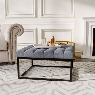 84cm Wide Tufted Square Solid Colour Footstool Ottoman