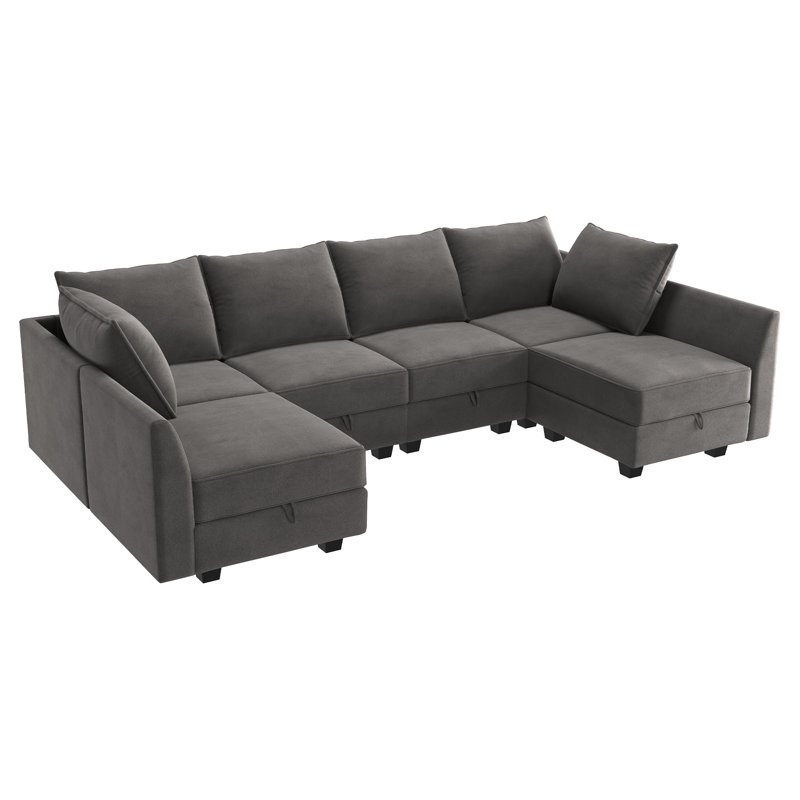 Canapé modulaire Tremee, Velours gris