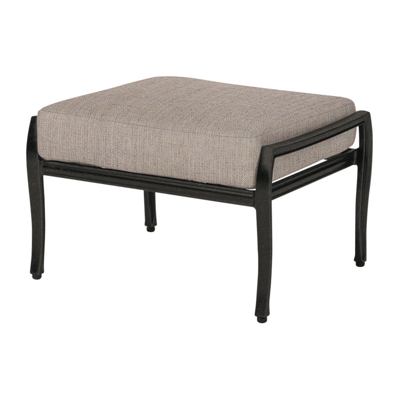 Edge Outdoor Ottoman, Cast Ash Sunbrella® Plainweave, Midnight Gold