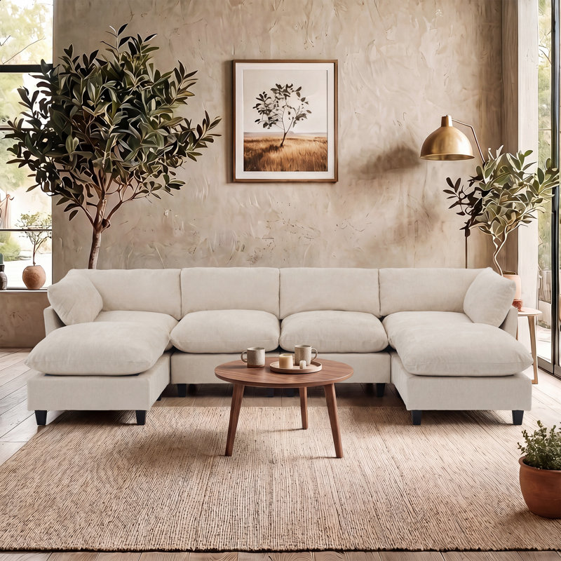 Canapé modulaire surdimensionné à 6 places Bonie Bonie, Beige Chenille