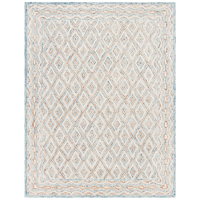 Tapis bleu / brun en laine touffeté à la main Conley, Rectangle 6 pi x 9 pi