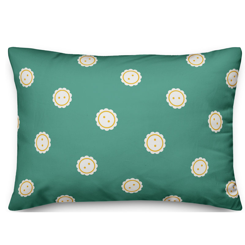 Button Geometric Reversible Throw Pillow, Blue