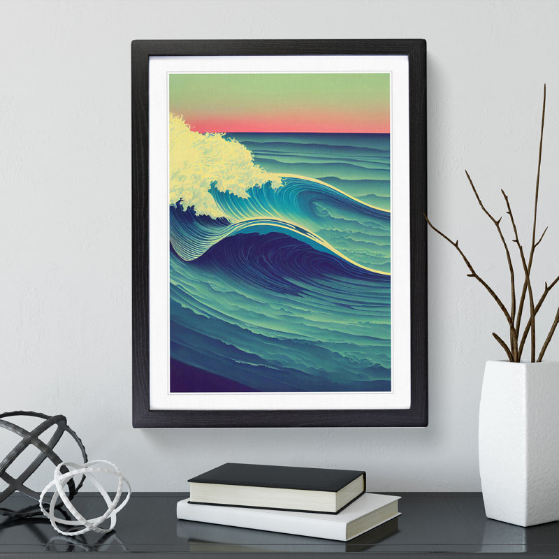 Sunset Ocean Wave No.5 - Framed Print, Black Framed, 34cm H x 25cm W x 2cm D
