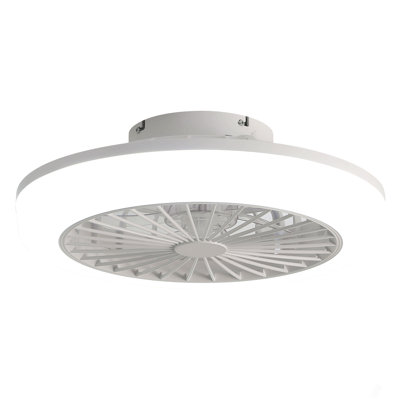 18 Inch Enclosed Ceiling Fan With Light And Remote, Flush Mount Bladeless Modern Low Profile Ceiling Fan For Bedroom Kitchen Dining Room