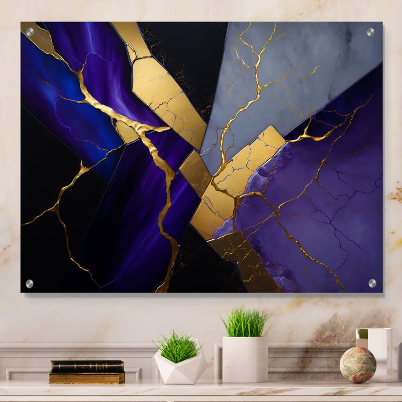 «Abstract Geode Mauve II», art mural abstrait en marbre, H 12 po x l 20 po