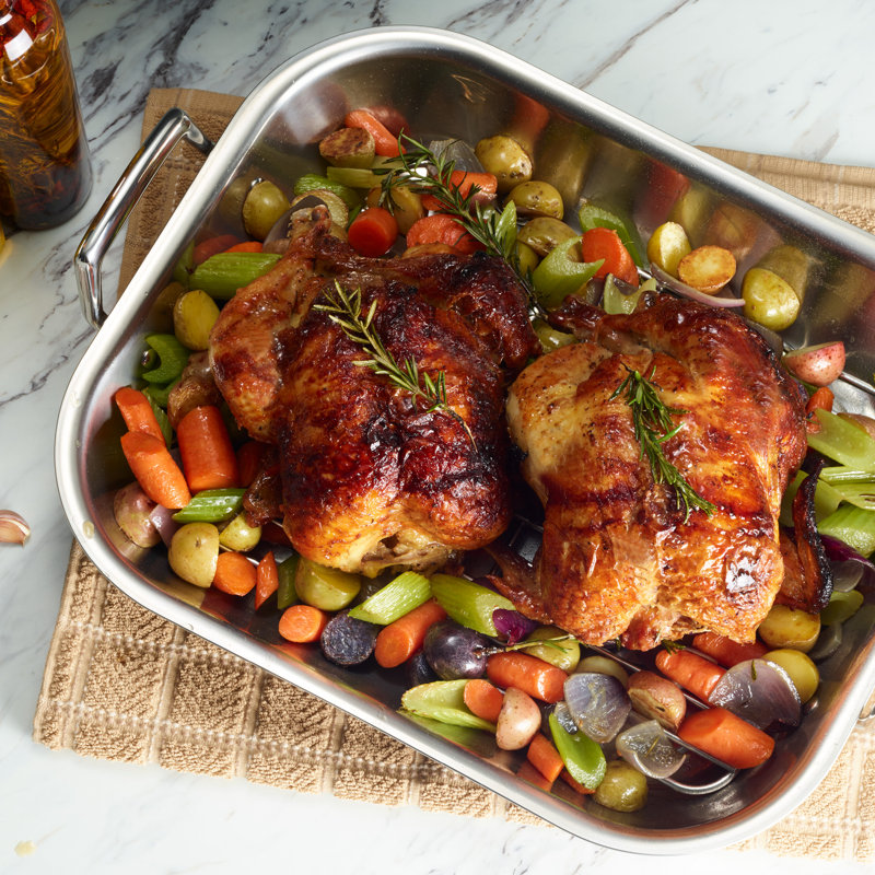 Tramontina 16.75 in. Stainless Steel Gourmet Prima Roasting Pan