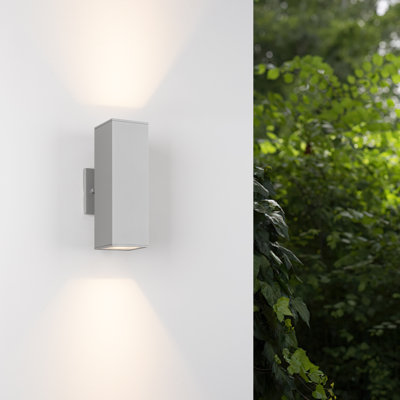 Alvisa 11.97''H 2-Light Outdoor Wall Light, Gray  Aluminum