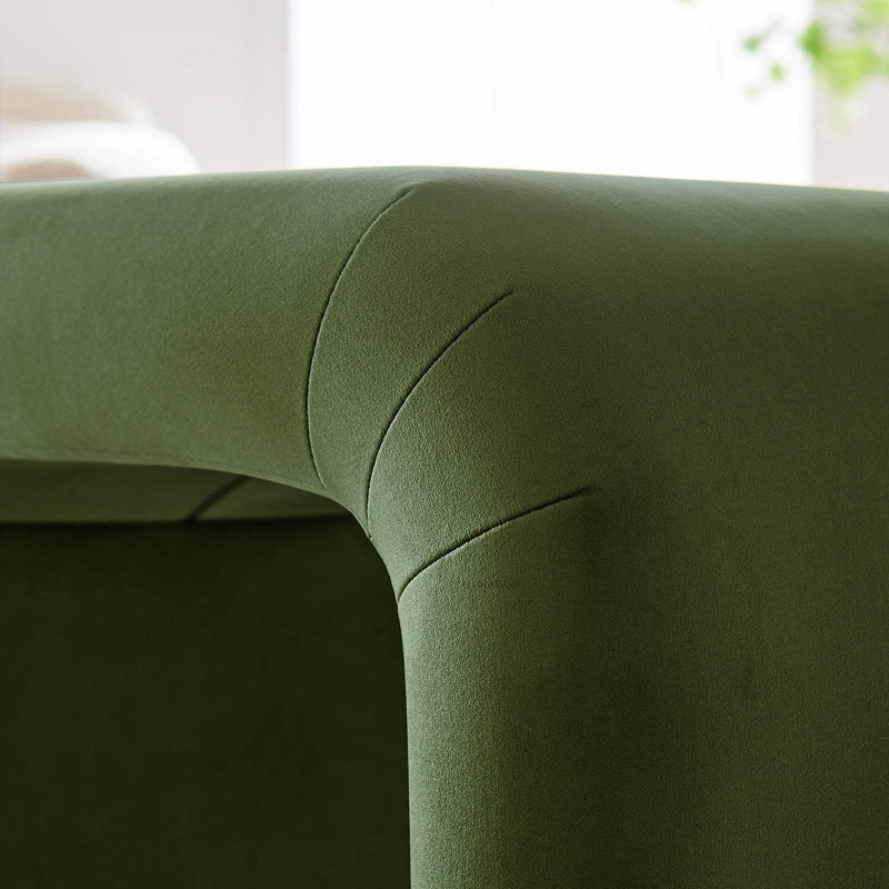 Modway Koda Solid Wood Accent Stool, Moss Green/Black