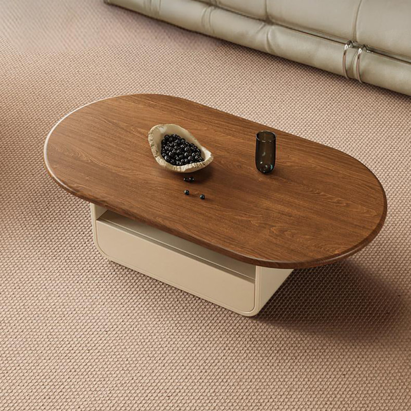 Table basse rétro simple et moderne, Brun, H 15,7 po x L 51,2 po x l 25,6 po