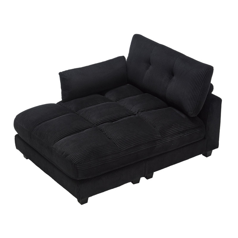 Canapé-lit confortable en velours côtelé, Noir