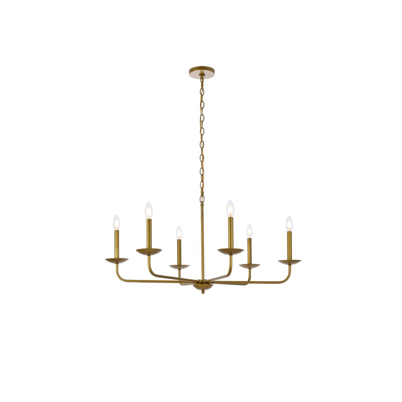 Baltray 6-Light Chandelier, Brass, 18.5" H x 30" W x 30" D