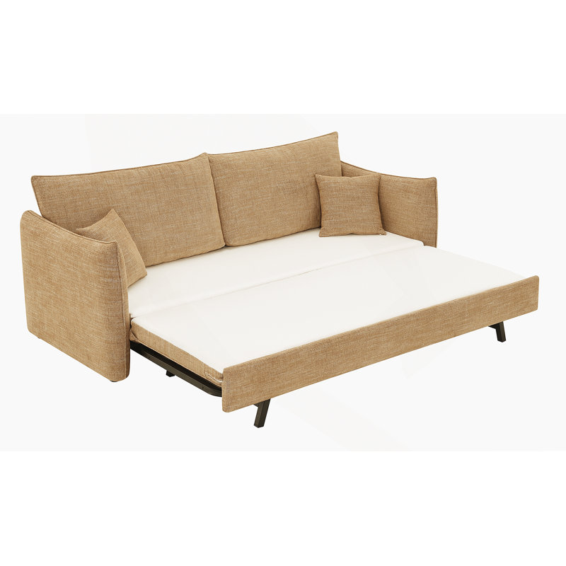 Cadie Mocha Chenille Sofa With 2 Pillows - Convertible To Sofa Bed
