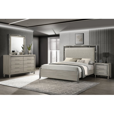 Ensemble de chambre avec très grand lit en bois 4 pièces Carthage