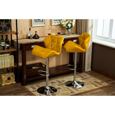 Tabourets de bar contemporains jaunes, de 2 - tabourets à hauteur réglable avec siège en cuir synthétique et repose-pieds 2 pièces hydraulique pour un confort séduisant