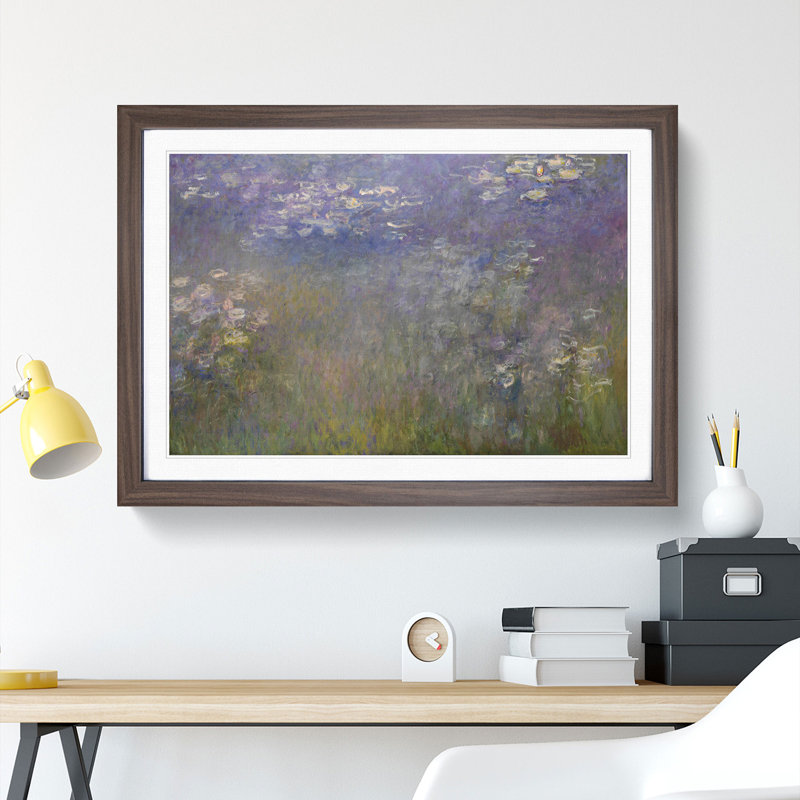 Water Lilies Lily Pond Vol.26 by Claude Monet - Picture Frame Painting, Walnut, 48cm H x 65cm W x 2cm D
