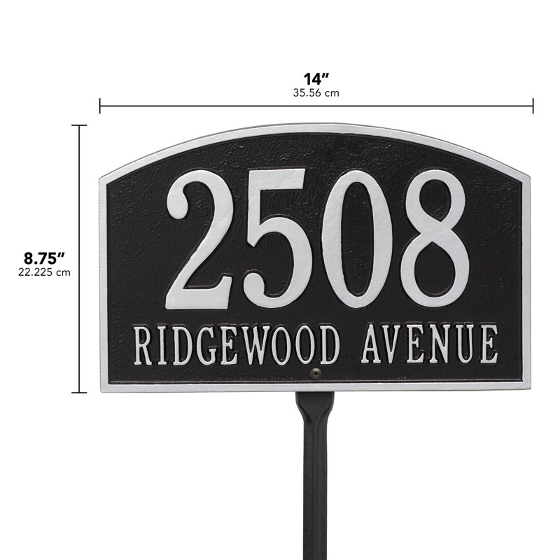 Legacy 2-Line Lawn Address Sign, Black / Silver, Yes