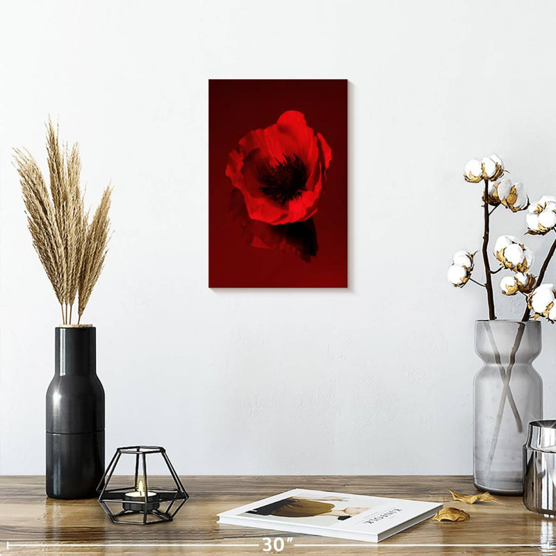 Dark Red Poppy, 12" H x 8" W