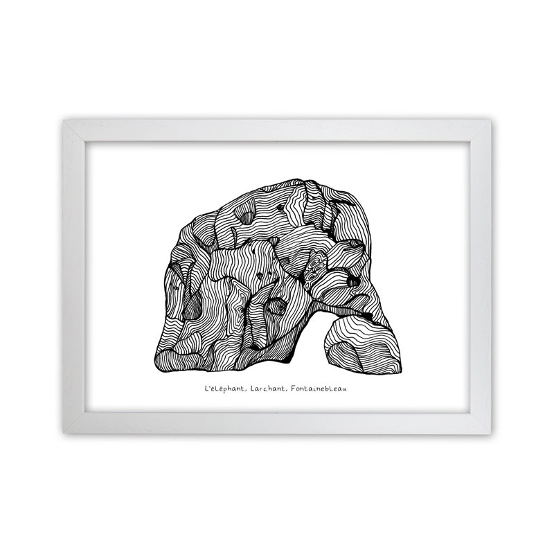 Font Elephant by Carissa Tanton - Print, White Framed, 25cm H x 34cm W x 3cm D