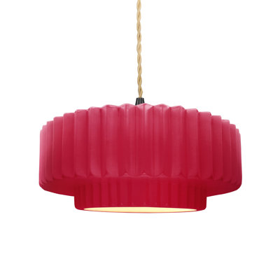 Gela 1-Light Ceramic and Metal Drum Pendant
