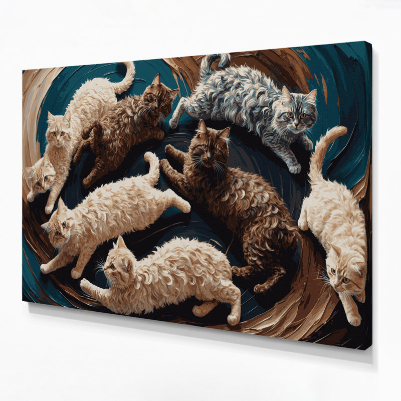 «Cats LaPerm», art mural sur toile mauve, H 20 po x l 30 po