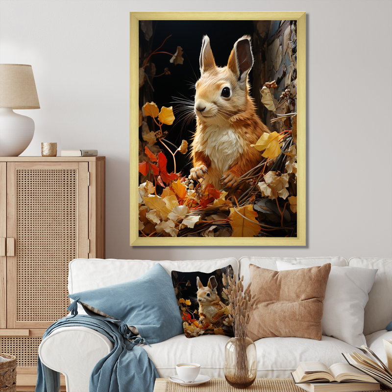«Brown Squirrel Squirrels Sanctuary An», reproduction d'art sur toile, animaux, Encadrement doré, H 32 po x l 24 po x P 1 po