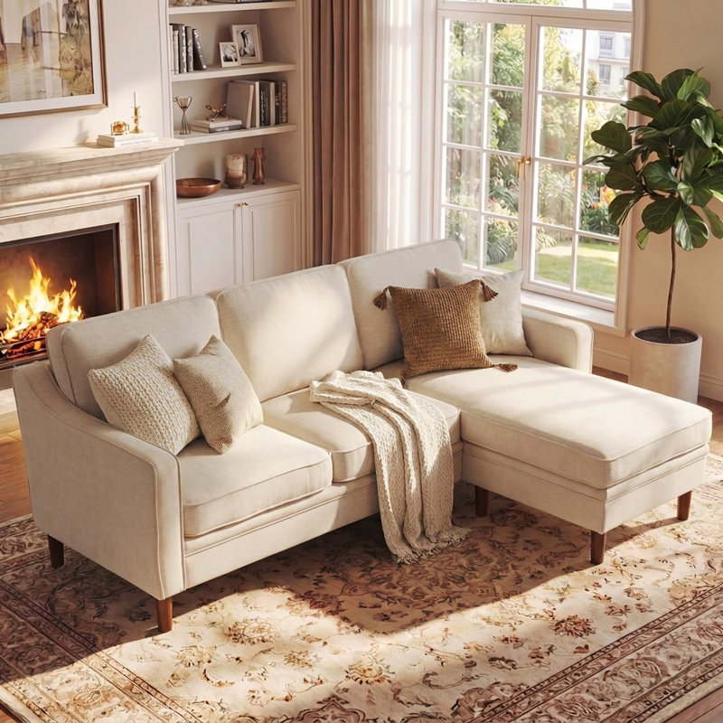 Canapé modulaire réversible 2 pièces Azriah, Chenille beige