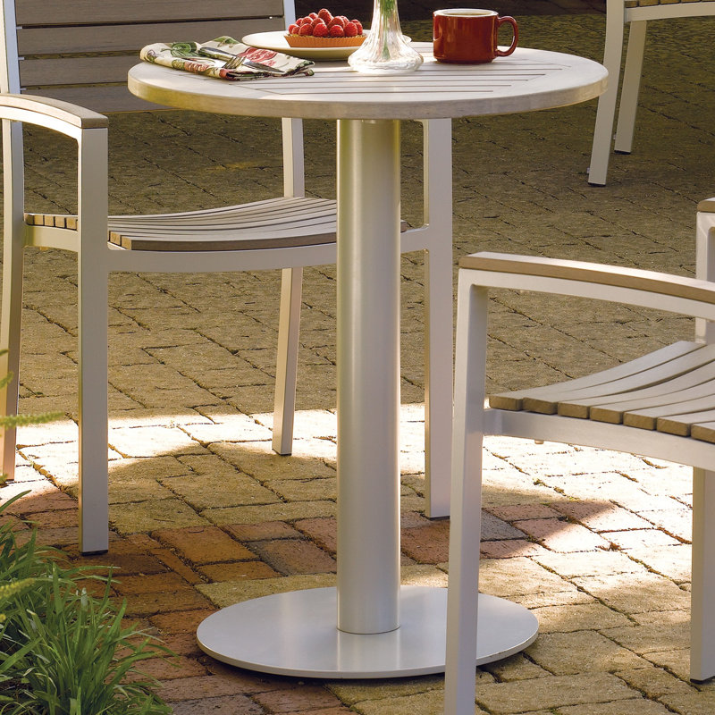 Travira Round Metal Outdoor Bistro Table , in. W in. D, 24" W x 24" L, Tekwood Vintage