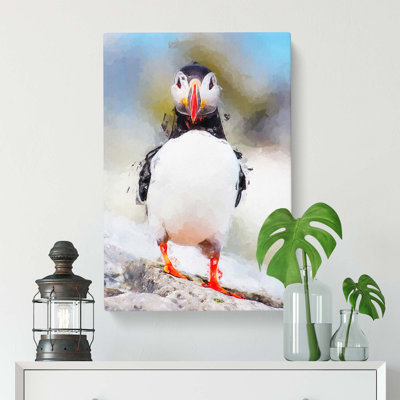 Lone Atlantic Puffin - Wrapped Canvas