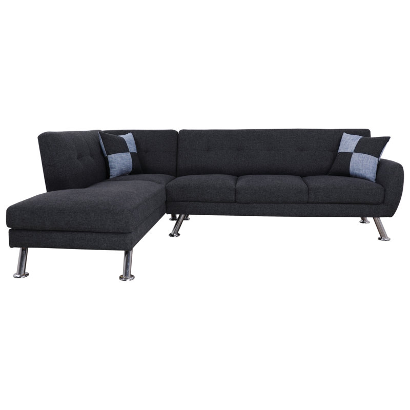 Petersen Upholstered L-Shaped Sectional, Gray, Left Hand Facing