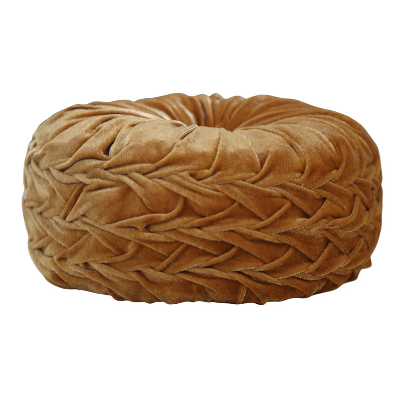 Taylor Gold Tufted Button Poly Velvet Pillow