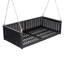 Lit balançoire double en bois massif d'extérieur classique, cadre de balançoire en rotin de jardin avec longues cordes pour la piscine, la cour arrière