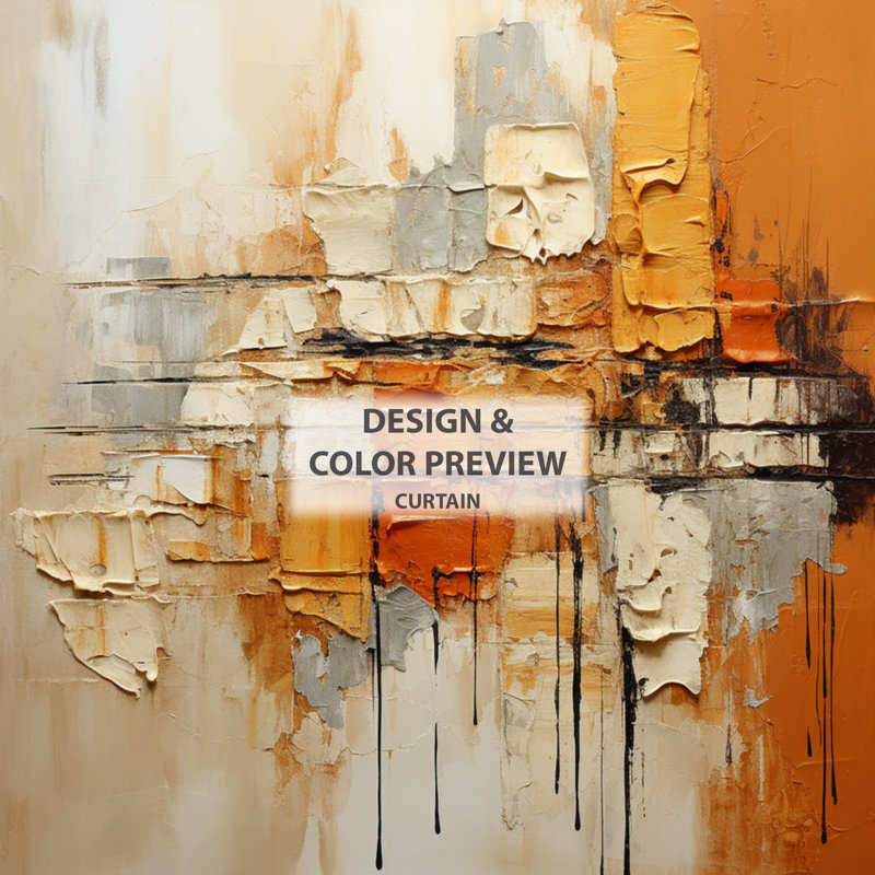 Orange Impressions III - Rideau occultant avec œillets - Collages abstraits - 1 panneau, l 52" x L 84", Œillets dorés